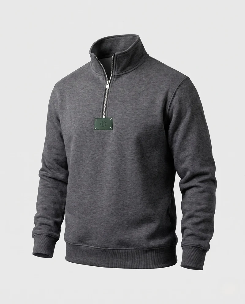 Herren Relaxed-Fit Halb-Zip Sweatshirt mit Stehkragen und Rippbündchen Nord Taschen