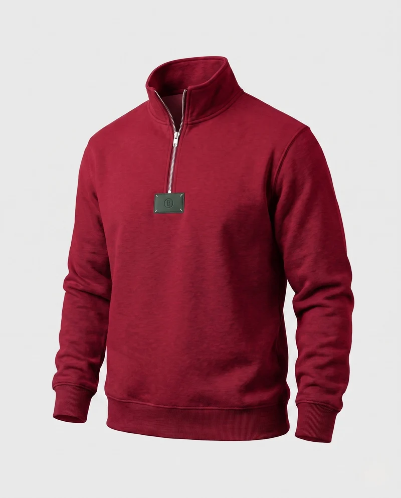 Herren Relaxed-Fit Halb-Zip Sweatshirt mit Stehkragen und Rippbündchen Nord Taschen