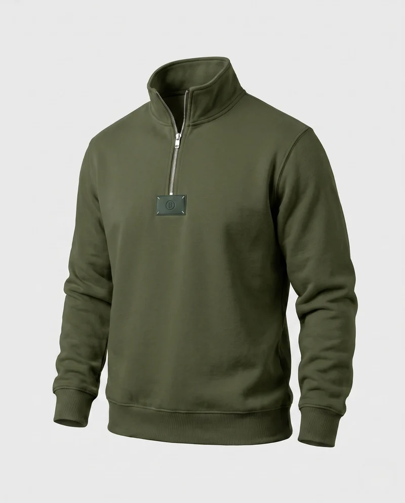 Herren Relaxed-Fit Halb-Zip Sweatshirt mit Stehkragen und Rippbündchen Nord Taschen