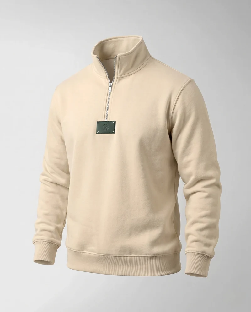 Herren Relaxed-Fit Halb-Zip Sweatshirt mit Stehkragen und Rippbündchen Nord Taschen