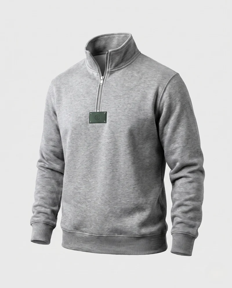 Herren Relaxed-Fit Halb-Zip Sweatshirt mit Stehkragen und Rippbündchen Nord Taschen