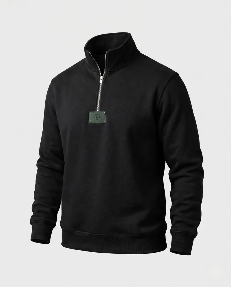 Herren Relaxed-Fit Halb-Zip Sweatshirt mit Stehkragen und Rippbündchen Nord Taschen