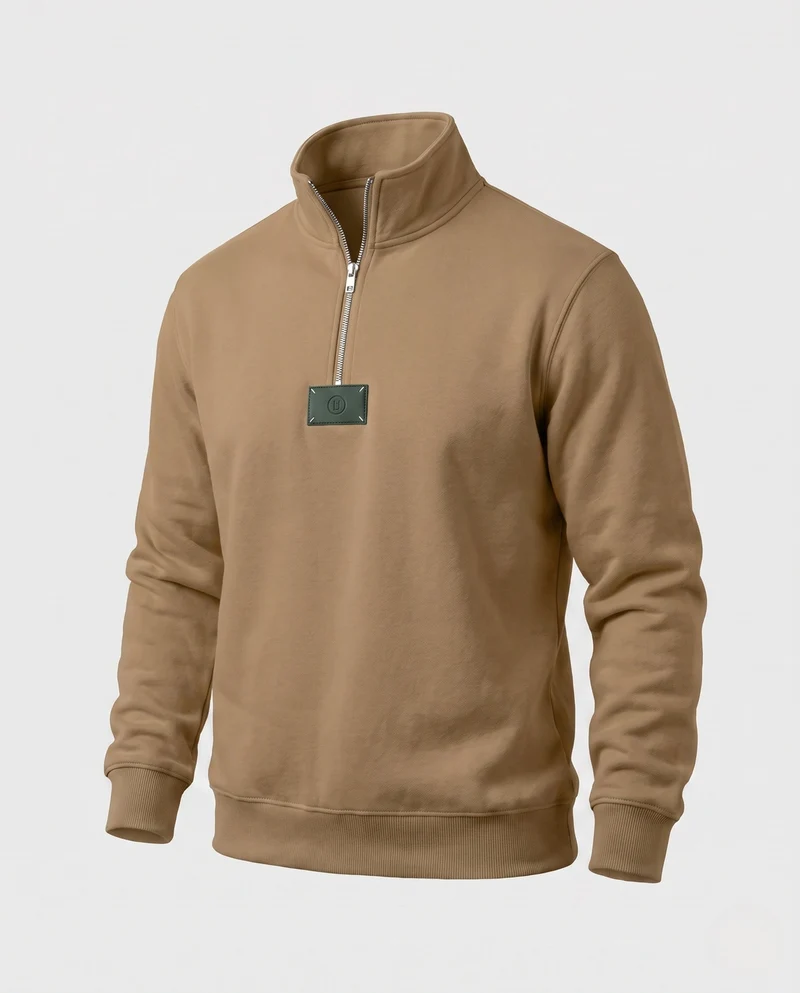 Herren Relaxed-Fit Halb-Zip Sweatshirt mit Stehkragen und Rippbündchen Nord Taschen