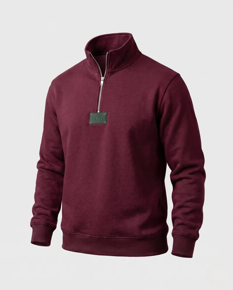 Herren Relaxed-Fit Halb-Zip Sweatshirt mit Stehkragen und Rippbündchen Nord Taschen