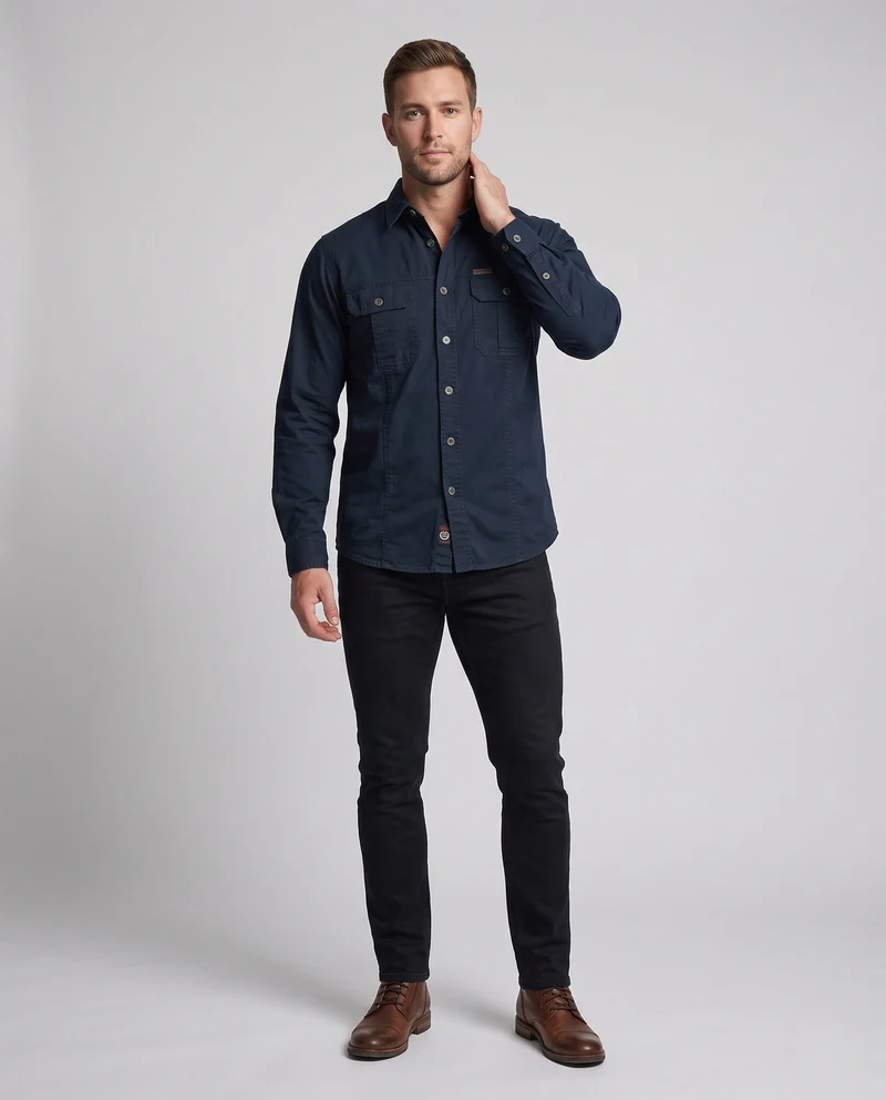 Herren lässiges Utility-Hemd Nord Taschen