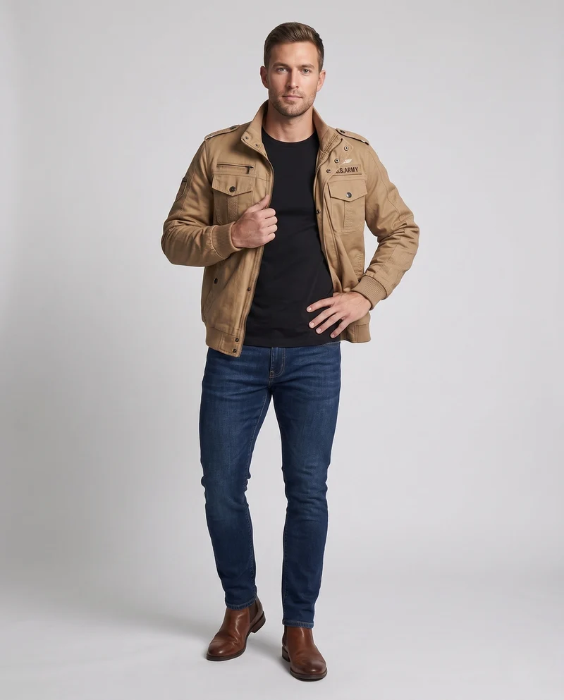 Herren Militärisch inspirierte Utility-Jacke Nord Taschen
