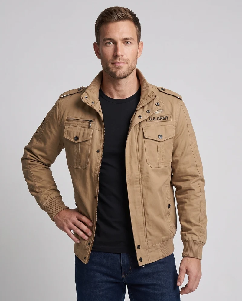 Herren Militärisch inspirierte Utility-Jacke Nord Taschen