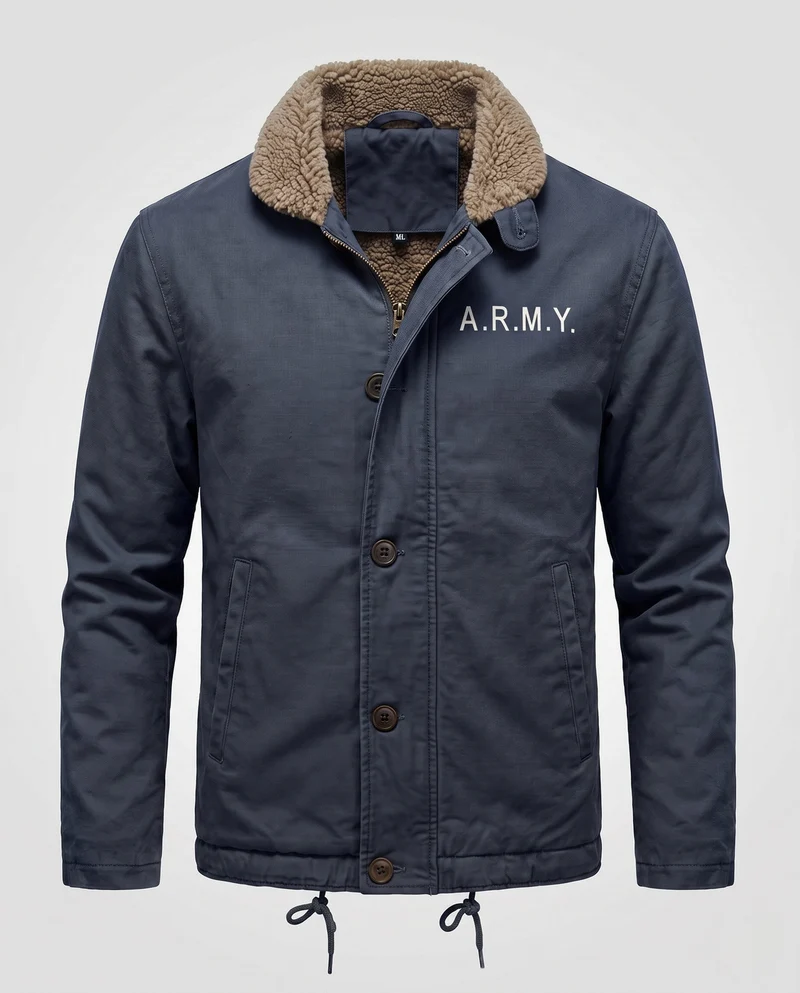 Herren Militärische Übergangsjacke mit Teddyfutter Nord Taschen
