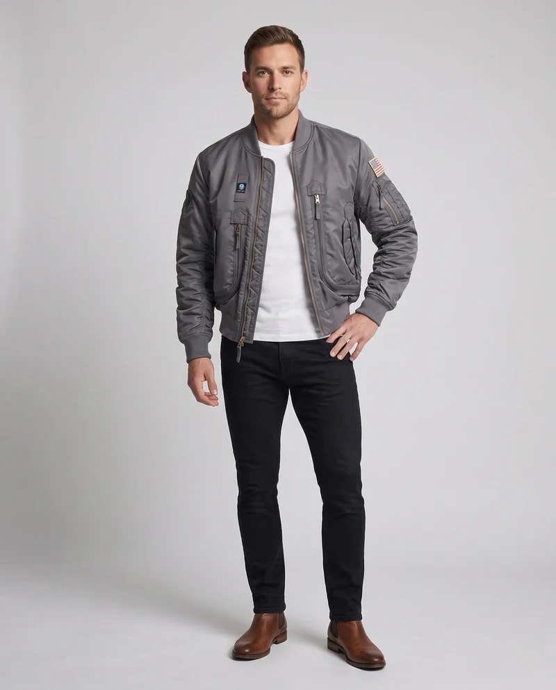 Herren Modische Bomberjacke mit zahlreichen Taschen Nord Taschen