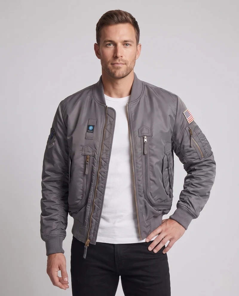 Herren Modische Bomberjacke mit zahlreichen Taschen Nord Taschen