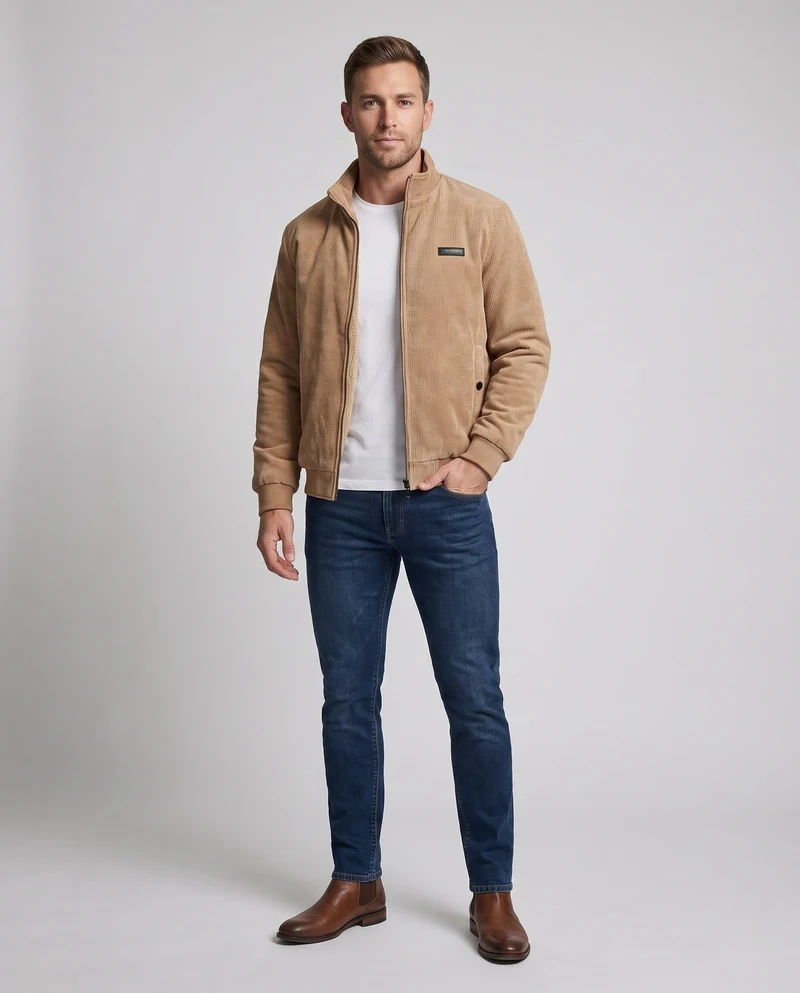 Herren Kuschelige Cordjacke Nord Taschen