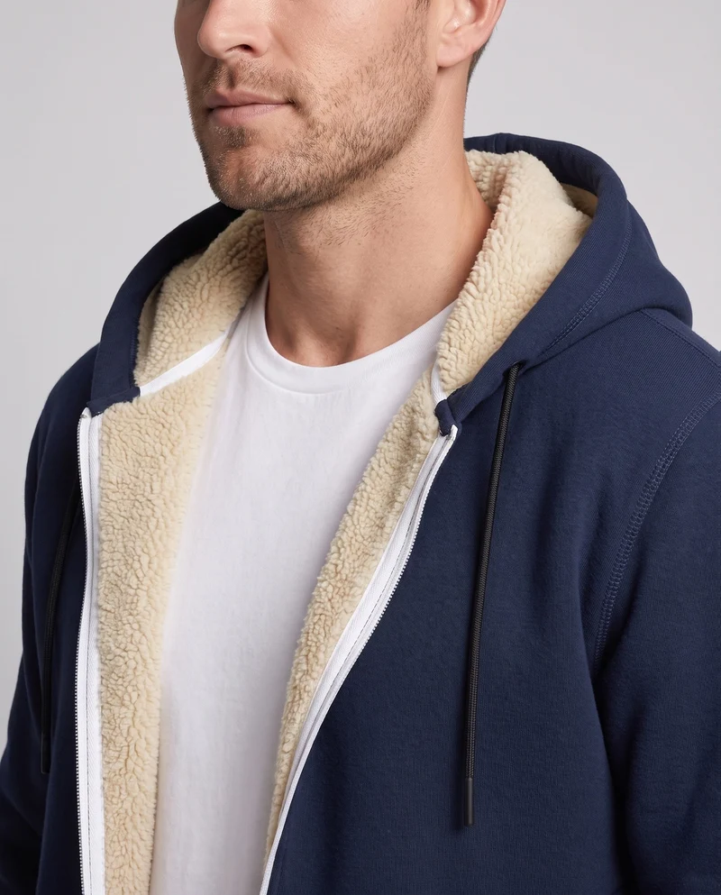 Herren Kuschelige Fleecejacke mit Kapuze Nord Taschen