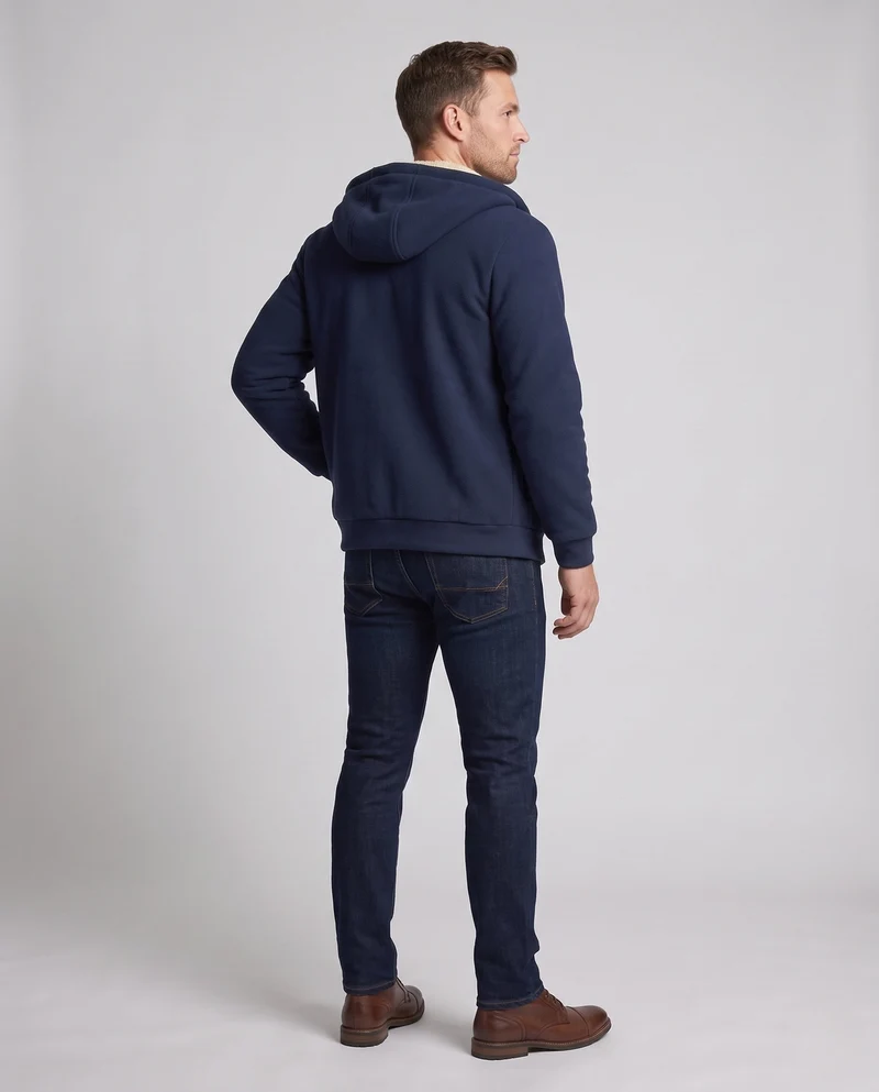 Herren Kuschelige Fleecejacke mit Kapuze Nord Taschen