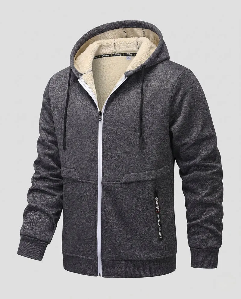 Herren Kuschelige Fleecejacke mit Kapuze Nord Taschen