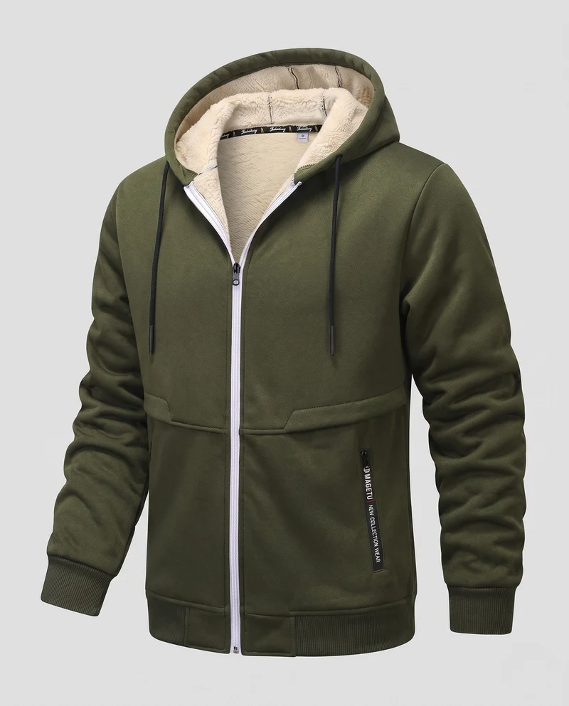 Herren Kuschelige Fleecejacke mit Kapuze Nord Taschen