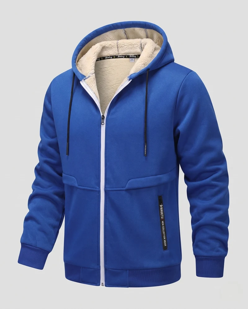 Herren Kuschelige Fleecejacke mit Kapuze Nord Taschen