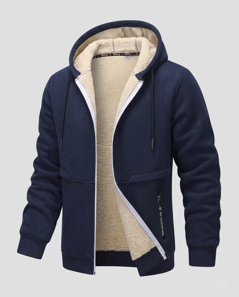 Herren Kuschelige Fleecejacke mit Kapuze Nord Taschen