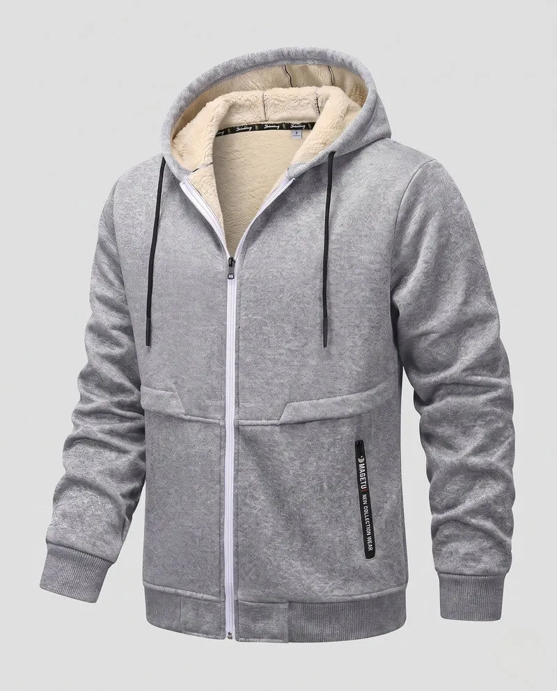 Herren Kuschelige Fleecejacke mit Kapuze Nord Taschen