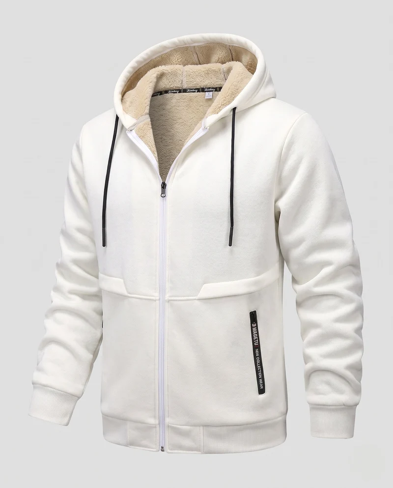 Herren Kuschelige Fleecejacke mit Kapuze Nord Taschen