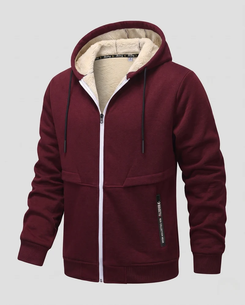 Herren Kuschelige Fleecejacke mit Kapuze Nord Taschen
