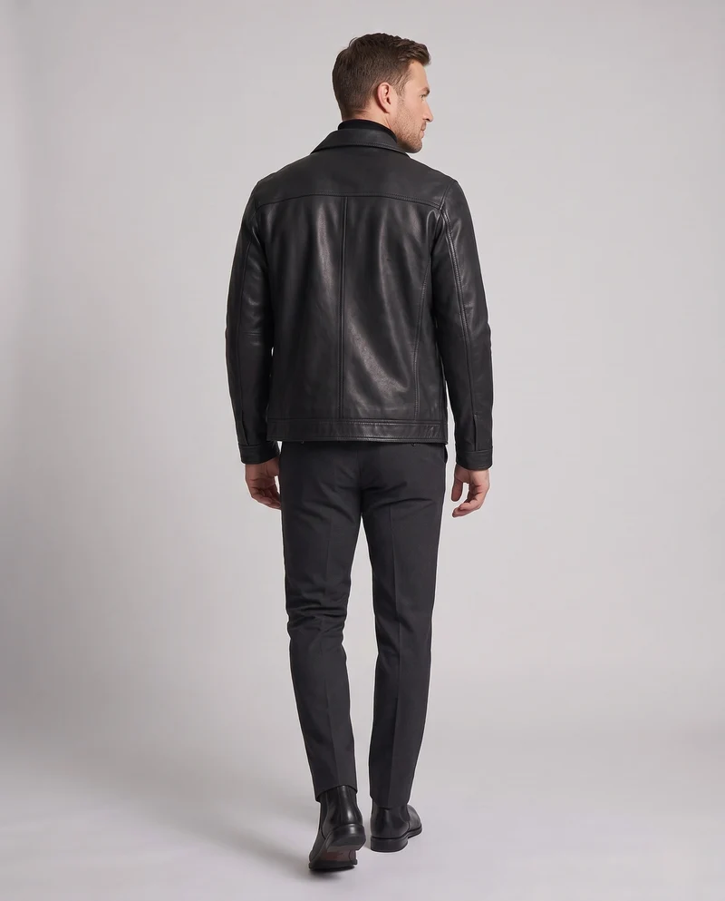 Herren Lässige Kunstlederjacke mit praktischen Taschen Nord Taschen