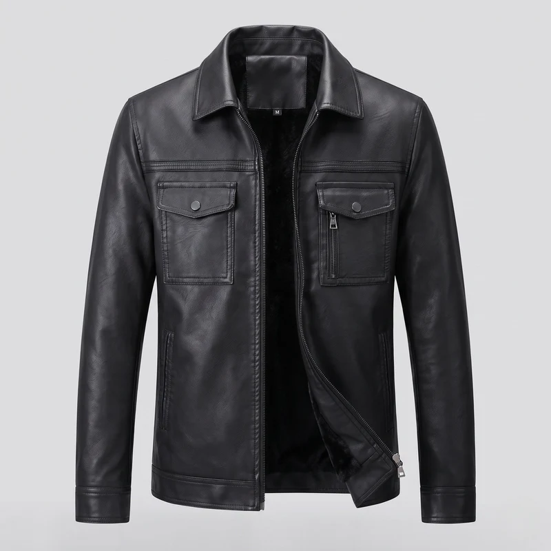 Herren Lässige Kunstlederjacke mit praktischen Taschen Nord Taschen