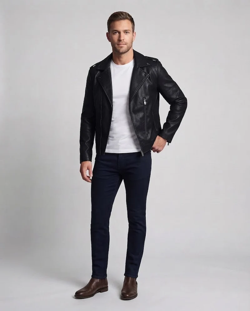 Herren Modische Bikerjacke Nord Taschen