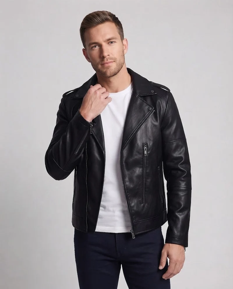 Herren Modische Bikerjacke Nord Taschen