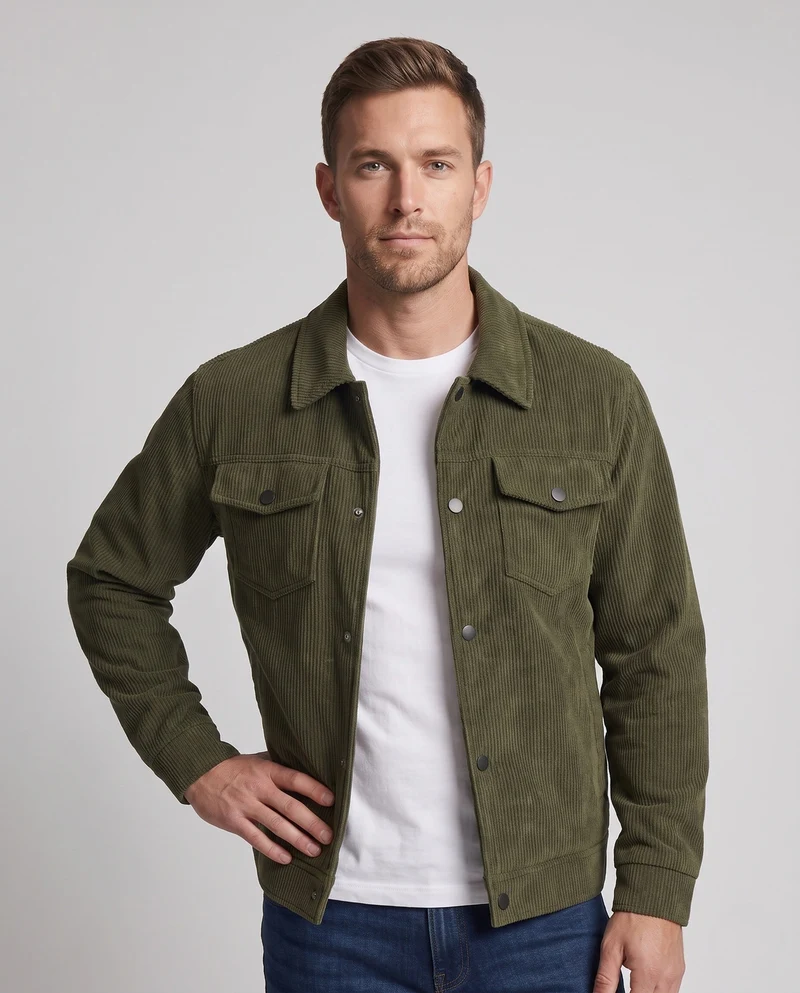 Herren Modische Cordjacke mit fleecegefüttertem Innenleben Nord Taschen