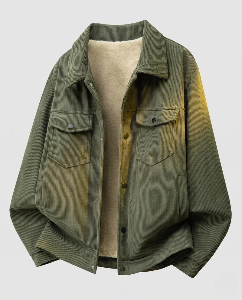 Herren Modische Cordjacke mit fleecegefüttertem Innenleben Nord Taschen