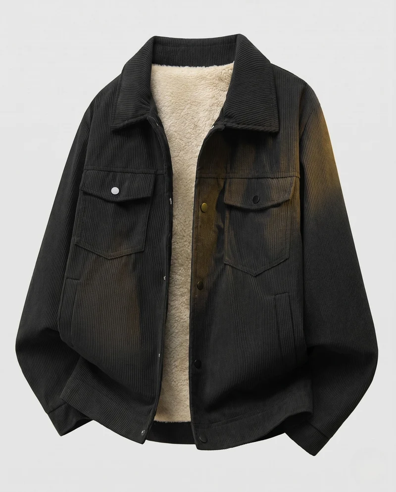 Herren Modische Cordjacke mit fleecegefüttertem Innenleben Nord Taschen