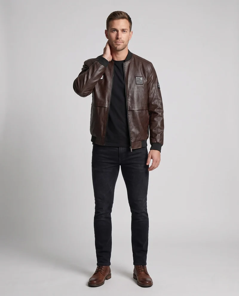 Herren Modische Kunstlederjacke Nord Taschen