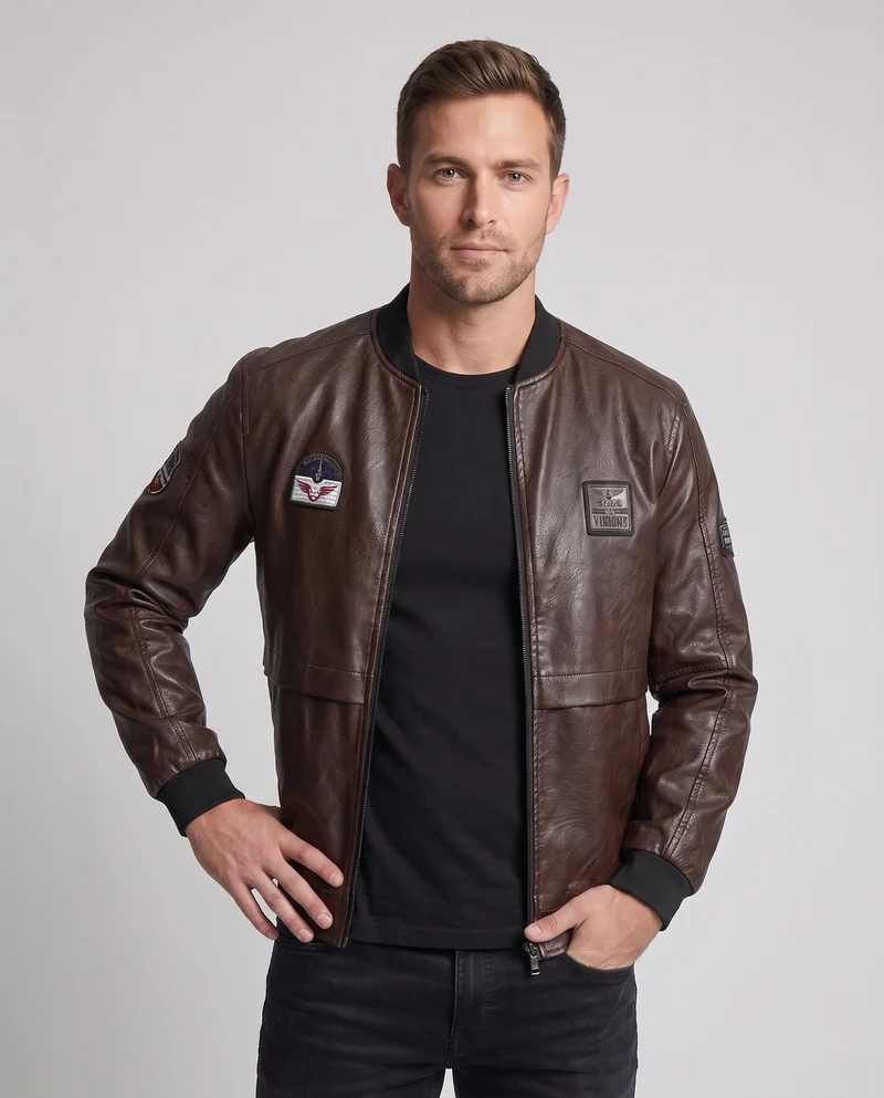 Herren Modische Kunstlederjacke Nord Taschen