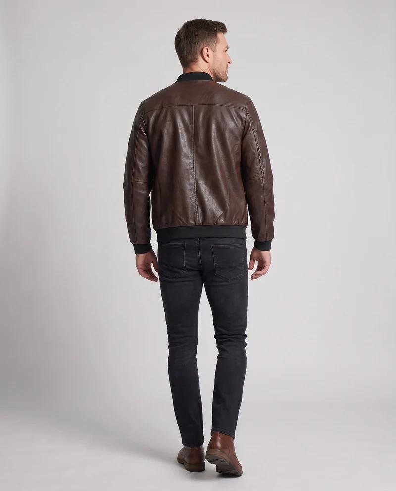 Herren Modische Kunstlederjacke Nord Taschen