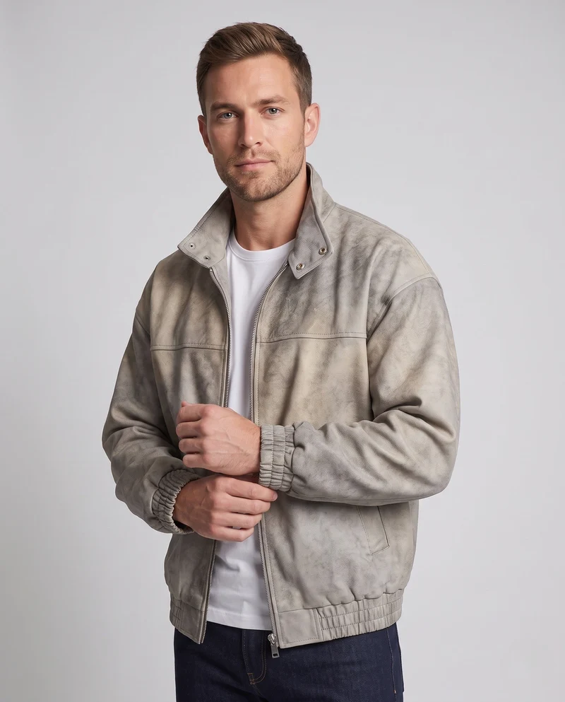 Herren Modische Kunstlederjacke mit Fleecefutter Nord Taschen