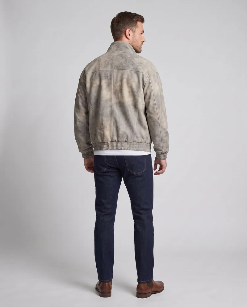 Herren Modische Kunstlederjacke mit Fleecefutter Nord Taschen