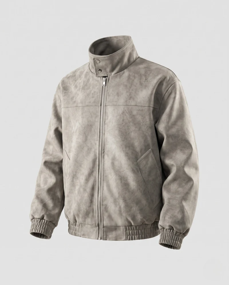 Herren Modische Kunstlederjacke mit Fleecefutter Nord Taschen