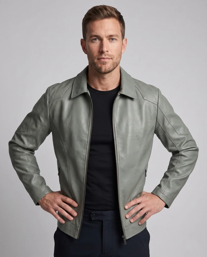 Herren Modische Kunstlederjacke mit modernen Details Nord Taschen