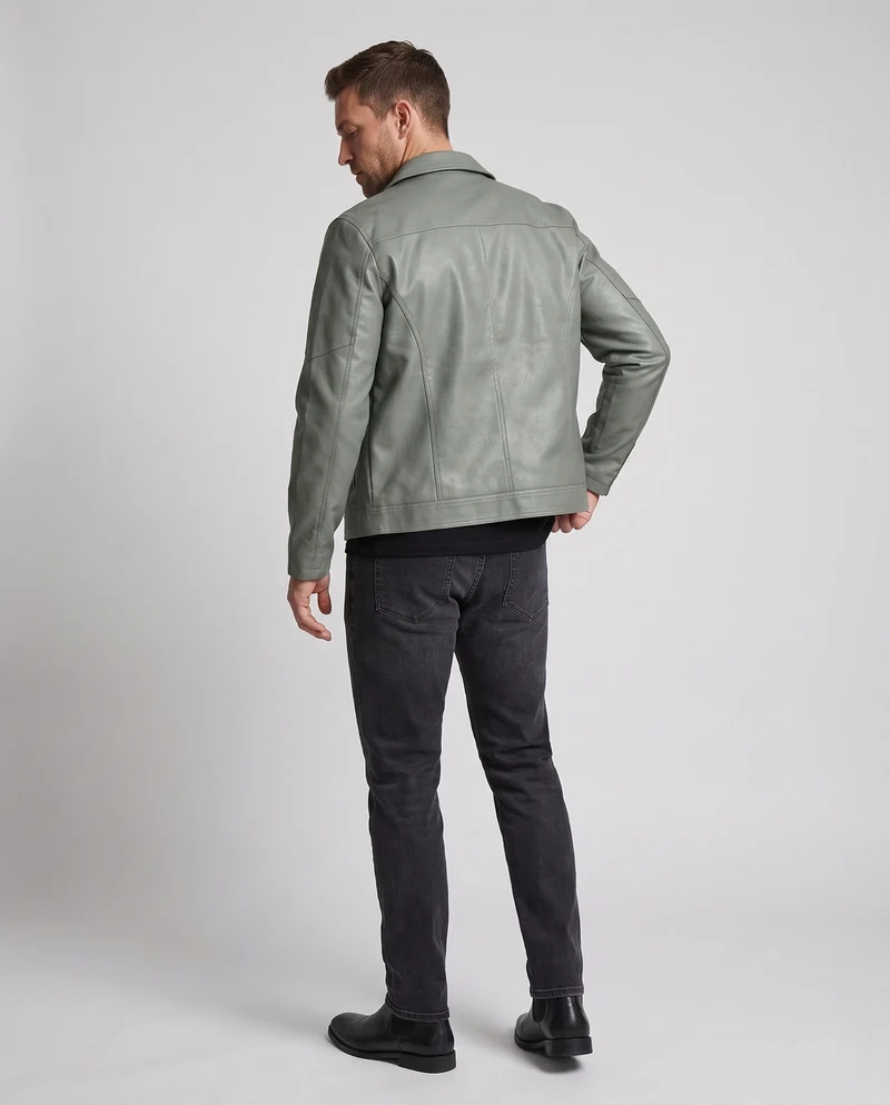 Herren Modische Kunstlederjacke mit modernen Details Nord Taschen