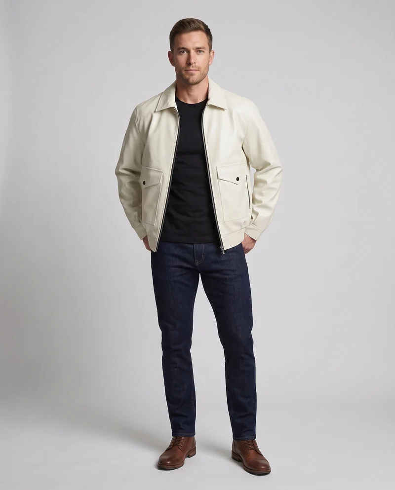 Herren Modische Kunstlederjacke mit praktischen Taschen Nord Taschen