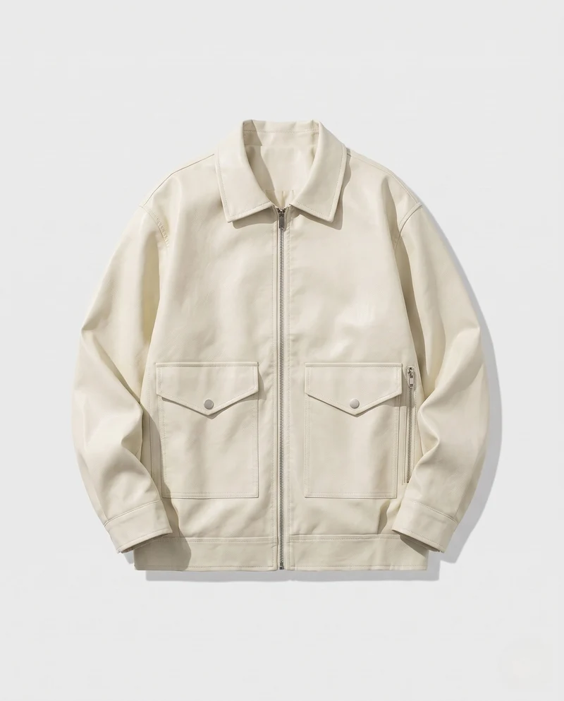 Herren Modische Kunstlederjacke mit praktischen Taschen Nord Taschen