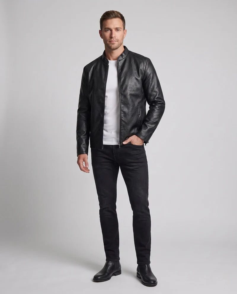 Herren Modische Lederjacke Nord Taschen