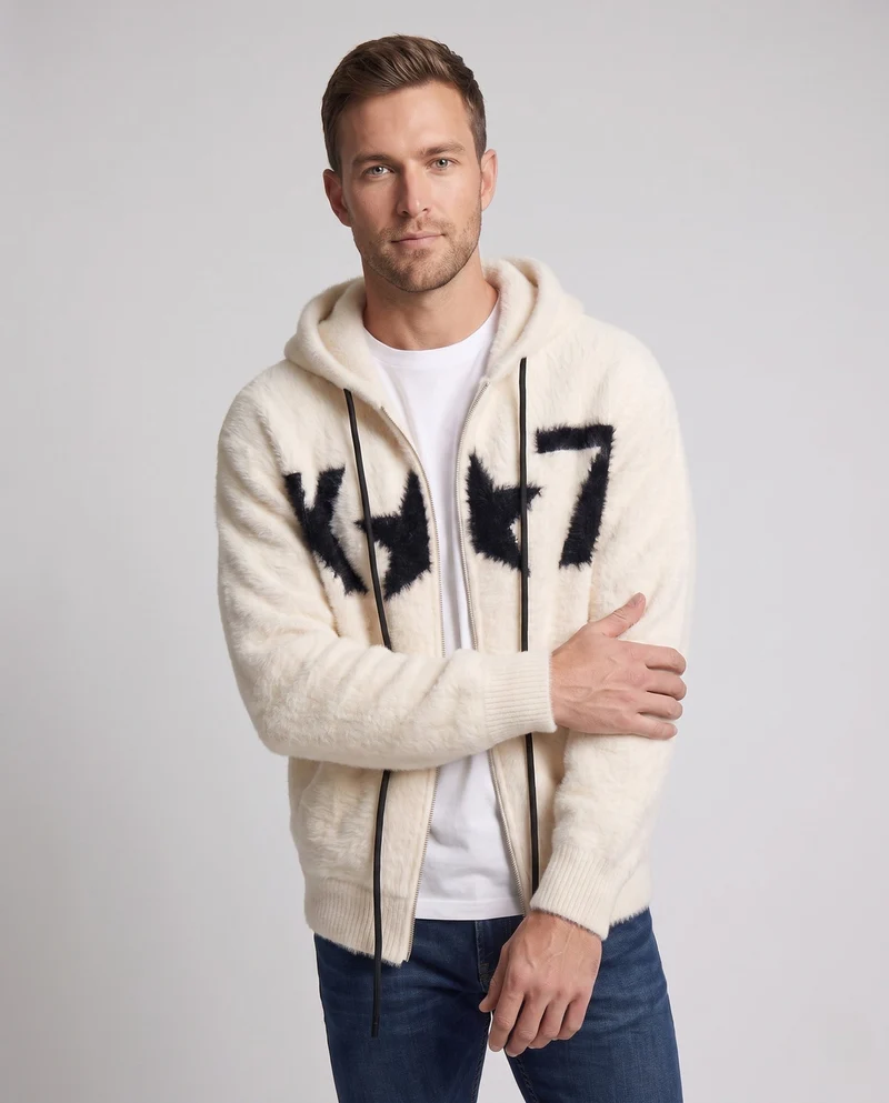 Herren Cozy Zip Hoodie mit grafischem Muster Nord Taschen
