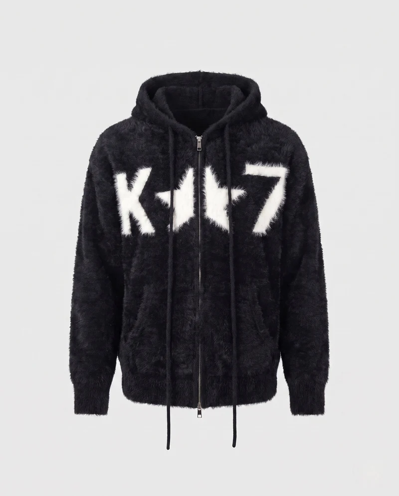 Herren Cozy Zip Hoodie mit grafischem Muster Nord Taschen