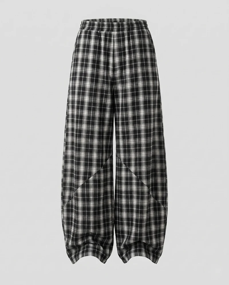 Damenmode Karottenhose mit kariertem Muster Nord Taschen