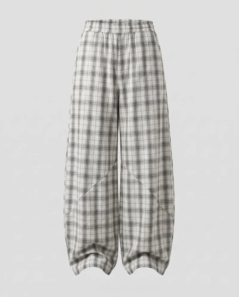 Damenmode Karottenhose mit kariertem Muster Nord Taschen