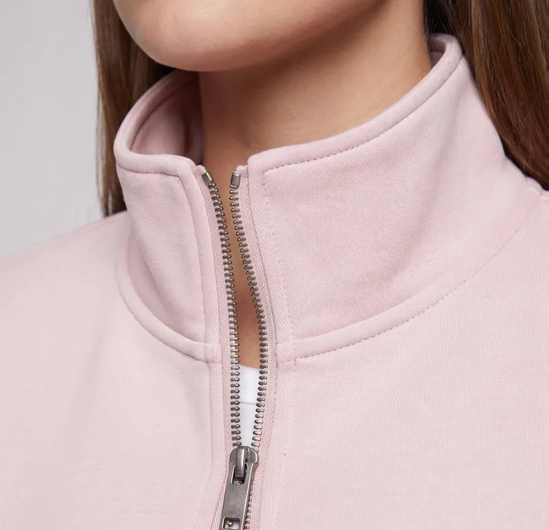 Unisex Oversize Velours-Optik Übergangsjacke mit Zwei-Wege-Metallreißverschluss, Stehkragen & elastischem Saum