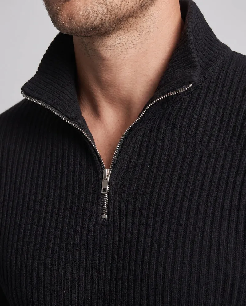 Unisex Oversize-Waffelstrick-Halbzipppullover mit Stehkragen