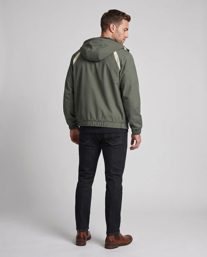 Unisex ultraleichte Kapuzenwindjacke mit verdecktem Reißverschluss & verstellbarem Saum