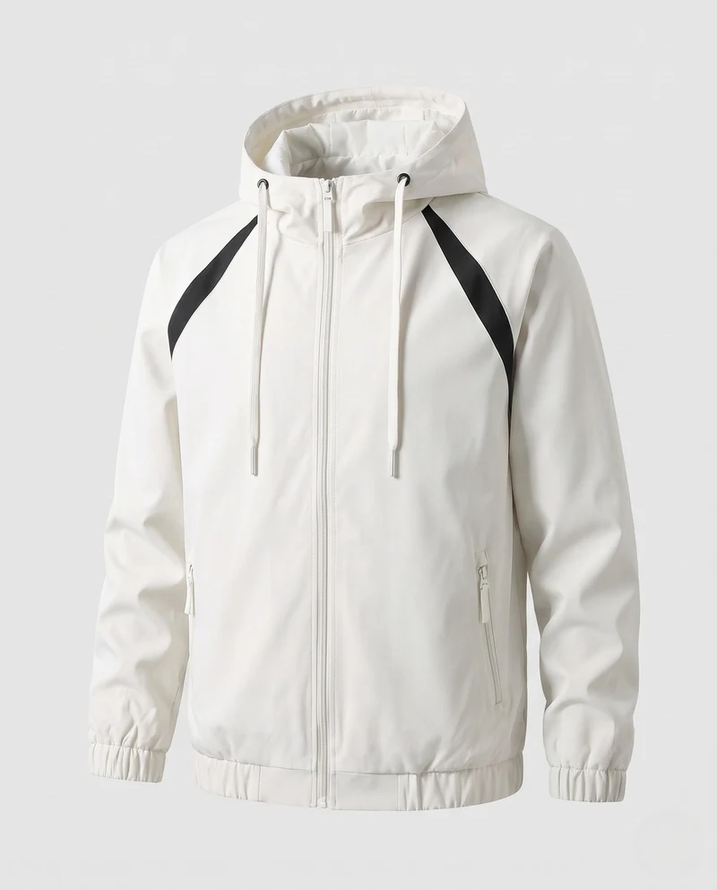 Unisex ultraleichte Kapuzenwindjacke mit verdecktem Reißverschluss & verstellbarem Saum